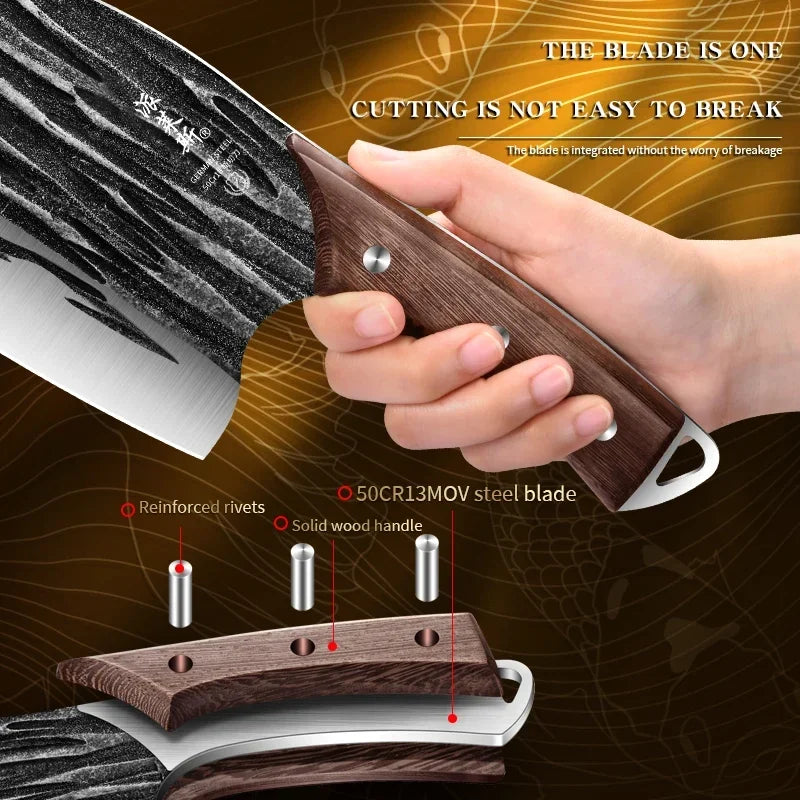 Cuchillo de Cocina Forjado a Mano – Acero Inoxidable, Mango de Madera, Ultra Afilado - 369 view