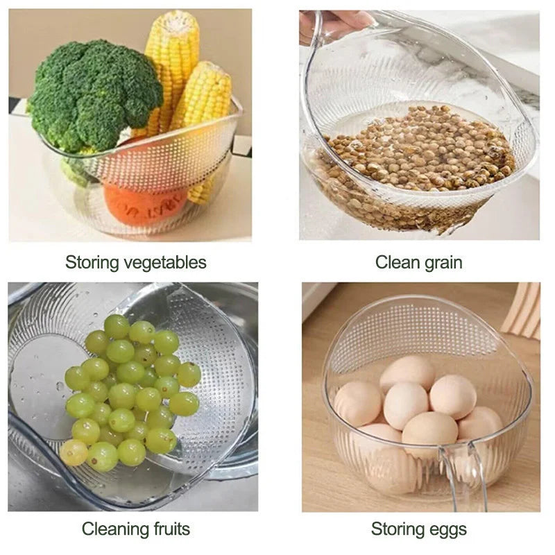 1PCS Multifunctional Rice Rinser Bowl Drainer Scoop Water Filter Cup Plastic Material For Washing Fruits Vegetables Draining - 369 view