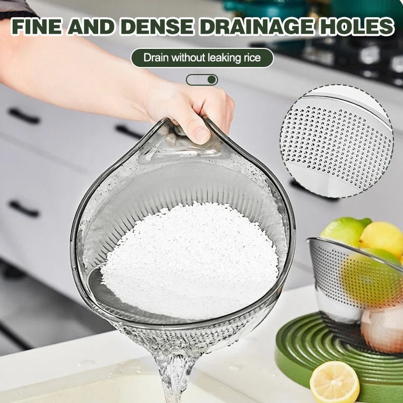 1PCS Multifunctional Rice Rinser Bowl Drainer Scoop Water Filter Cup Plastic Material For Washing Fruits Vegetables Draining - 369 view
