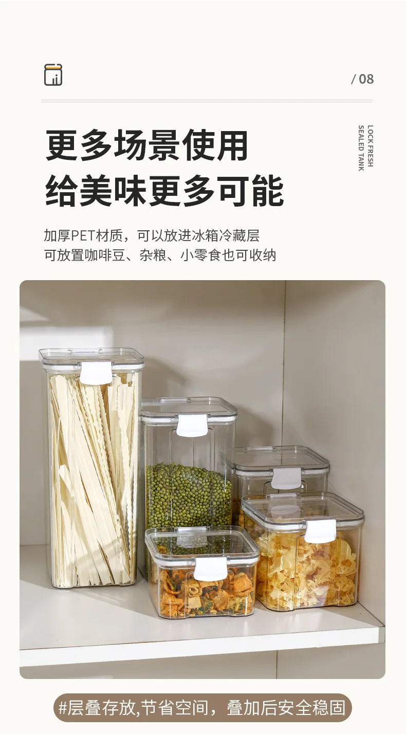 Food Box Storage Container With Airtight Lid Condiment Organizer Plastic Dispenser Jar Hermetic Kitchen Cereal Snack Spaghetti - 369 view