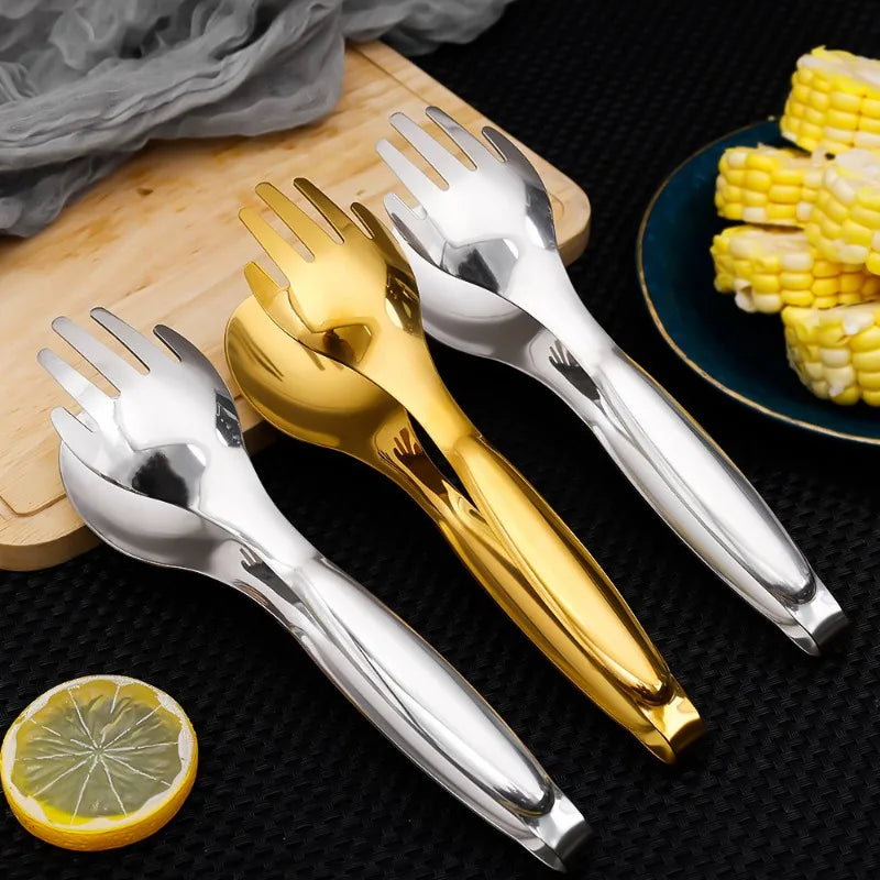 1/2pcs Kitchen Food Tongs Stainless Steel Creative Meat Salad Bread Clips Non Slip BBQ Clips Home Kitchen Cooking Accessories - 369 view