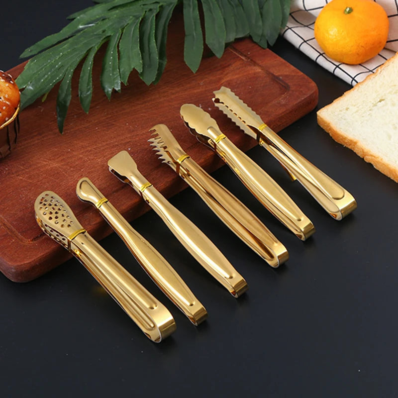 Dropshipping Stainless Steel Kitchen BBQ Tongs Non-stick Smart Grill Meat Clip Food Cooking Clamp Gold/Silver Accessories - 369 view
