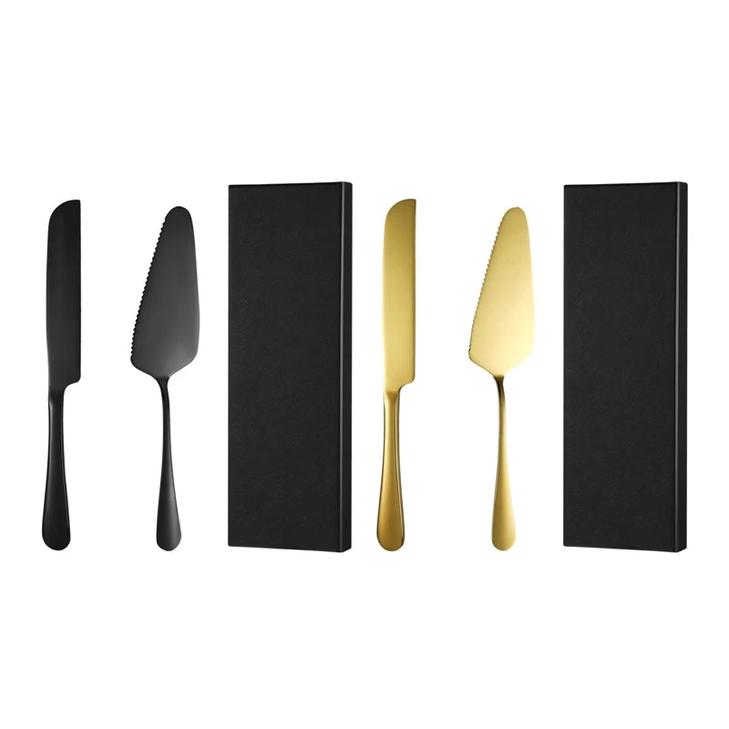 2Pcs Cake Knife Shovel Set Stainless Steel Tableware Kit Cake Cutting Tools Pie Pizza Spatula Wedding Birthday Party Supplies - 369 view
