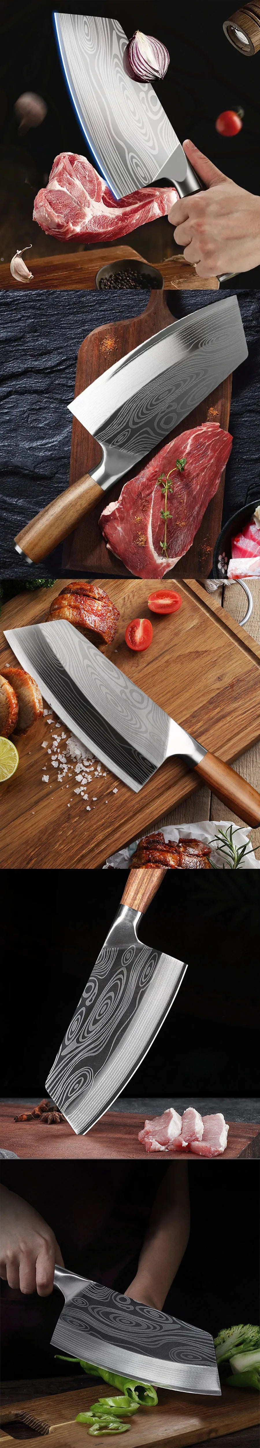 Cuchillo de Carnicero Profesional con Patrón Damasco Láser - 369 view