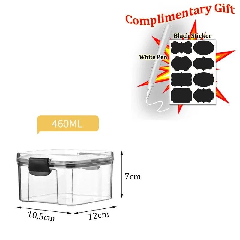 Food Box Storage Container With Airtight Lid Condiment Organizer Plastic Dispenser Jar Hermetic Kitchen Cereal Snack Spaghetti - 369 view