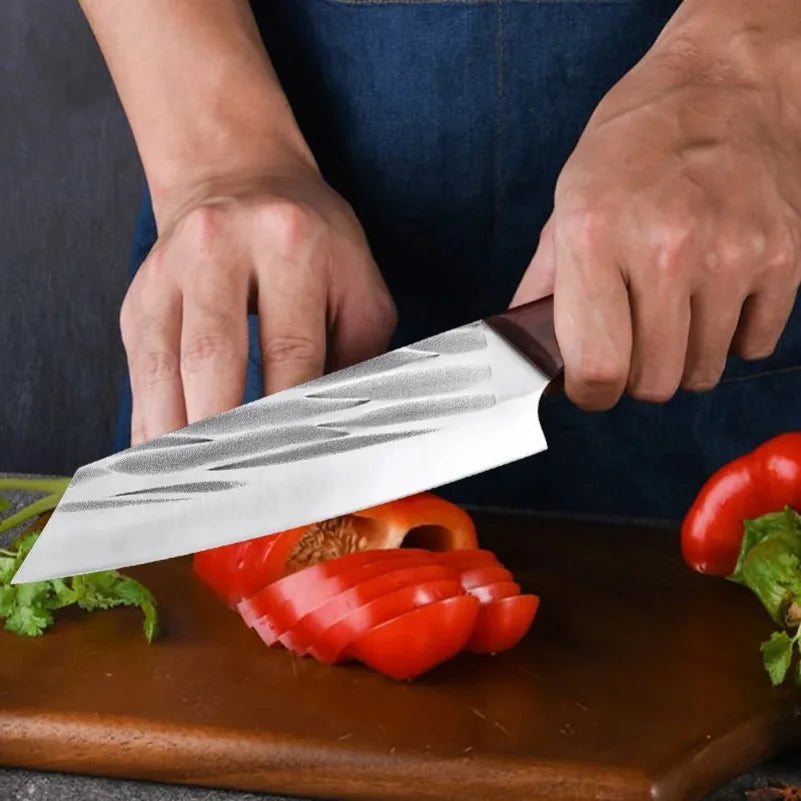 Cuchillo de Cocina Multiusos Forjado a Mano con Mango de Madera - 369 view