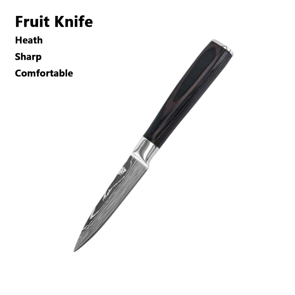 Juego de Cuchillos de Chef – Santoku Japonés, Patrón Damasco Láser, Ultra Afilados - 369 view