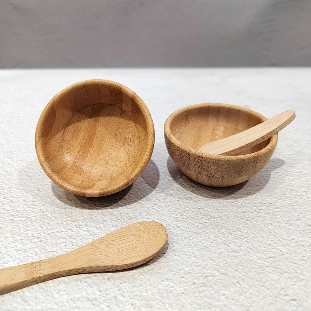 1/2/3pcs Mini Size Bamboo DIY Face Mask Mixing Bowl with Spoon Aromatherapy Bowl Set Massage Oil Face Care Makeup Tool Kits - 369 view
