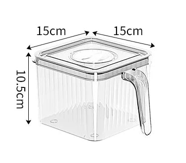 Caja de Almacenamiento para Refrigerador con Asa y Tapa – Apilable y Transparente