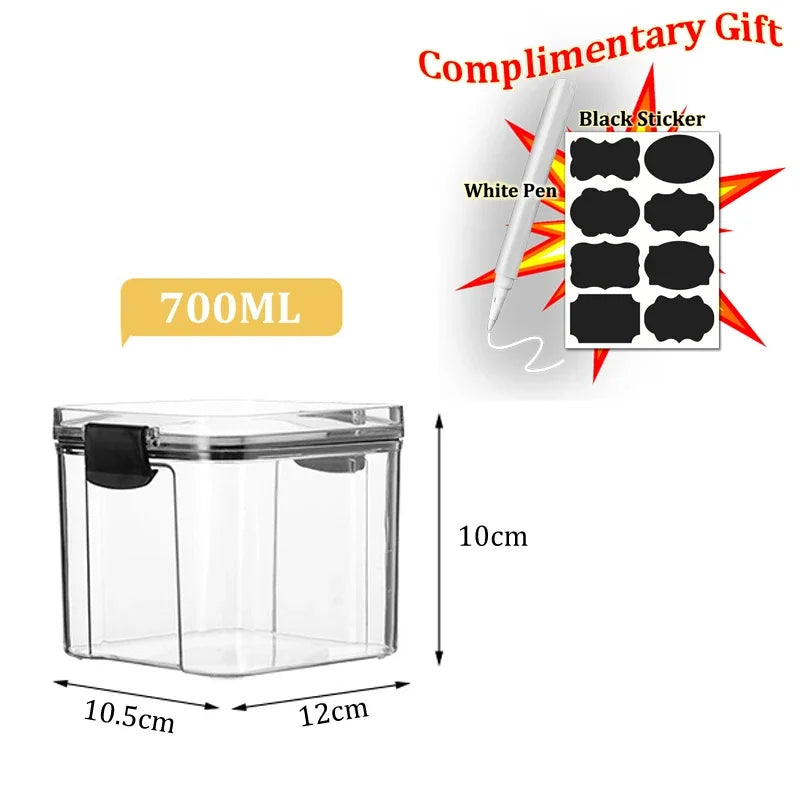 Food Box Storage Container With Airtight Lid Condiment Organizer Plastic Dispenser Jar Hermetic Kitchen Cereal Snack Spaghetti - 369 view