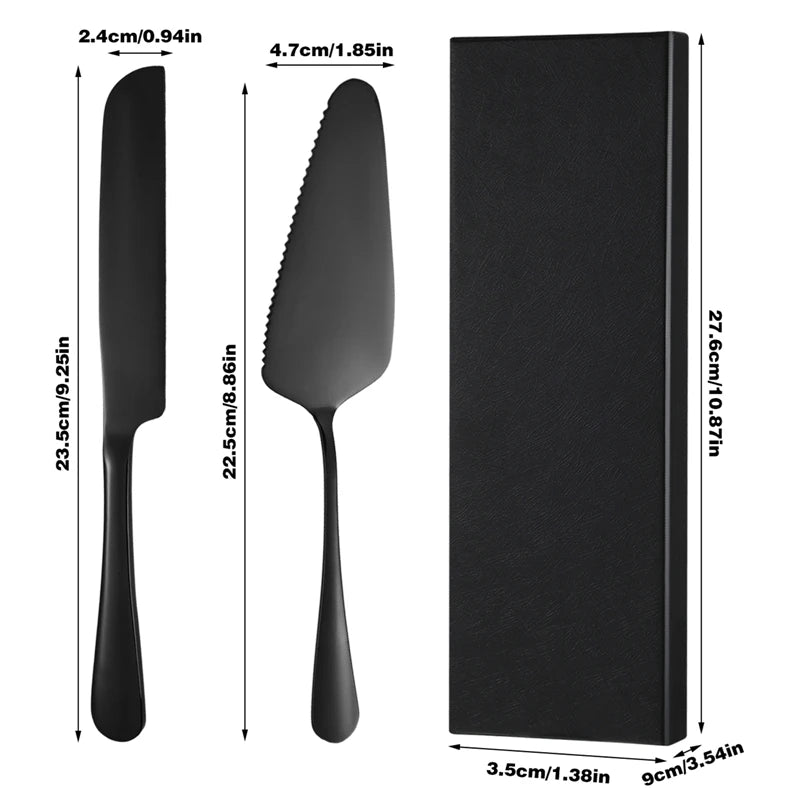 2Pcs Cake Knife Shovel Set Stainless Steel Tableware Kit Cake Cutting Tools Pie Pizza Spatula Wedding Birthday Party Supplies - 369 view
