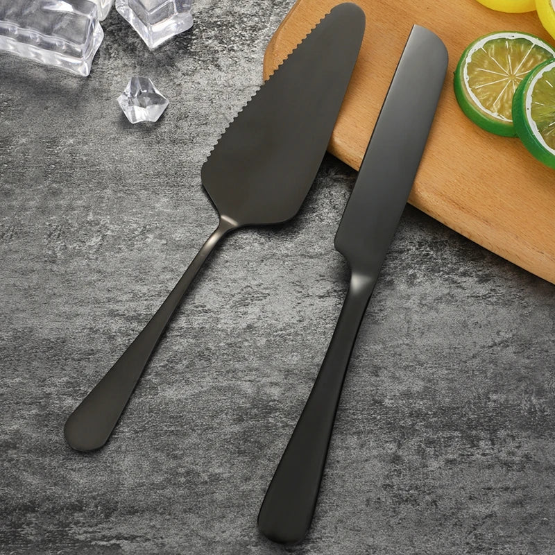 2Pcs Cake Knife Shovel Set Stainless Steel Tableware Kit Cake Cutting Tools Pie Pizza Spatula Wedding Birthday Party Supplies - 369 view