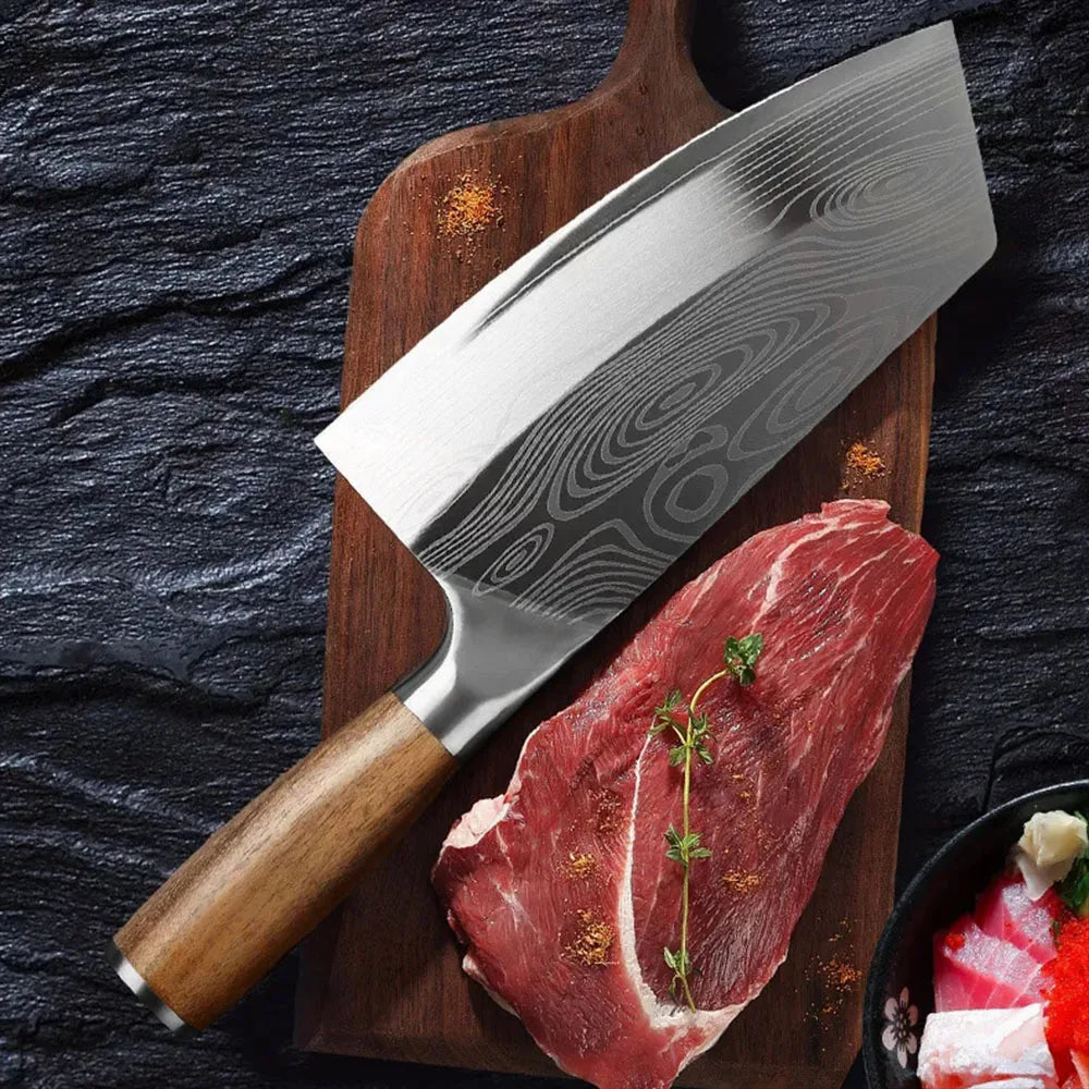 Cuchillo de Carnicero Profesional con Patrón Damasco Láser - 369 view