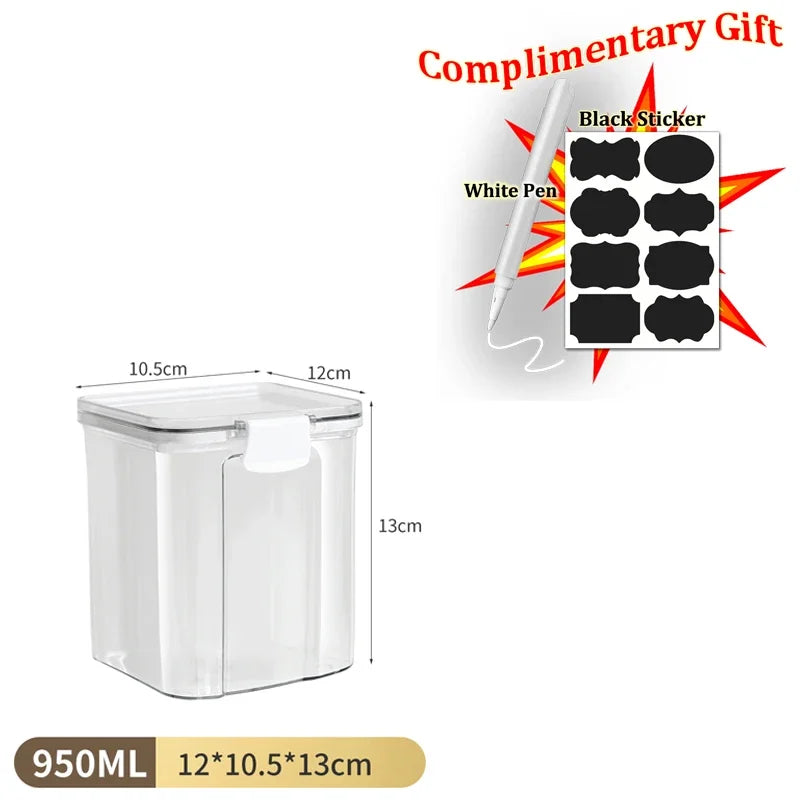 Food Box Storage Container With Airtight Lid Condiment Organizer Plastic Dispenser Jar Hermetic Kitchen Cereal Snack Spaghetti - 369 view