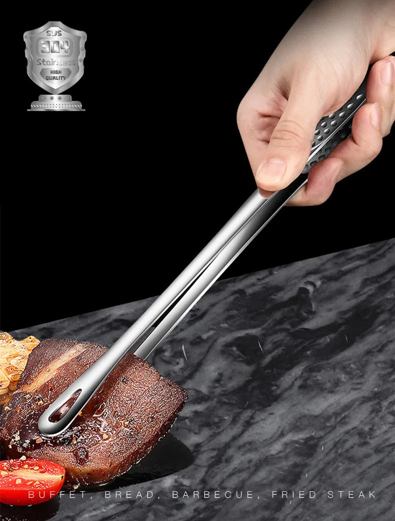 Food Tongs Stainless Steel Barbecue Tongs Meat Salad Steak Food Serving Tongs Tweezers Long BBQ Cooking Tongs Kitchen Utensils - 369 view