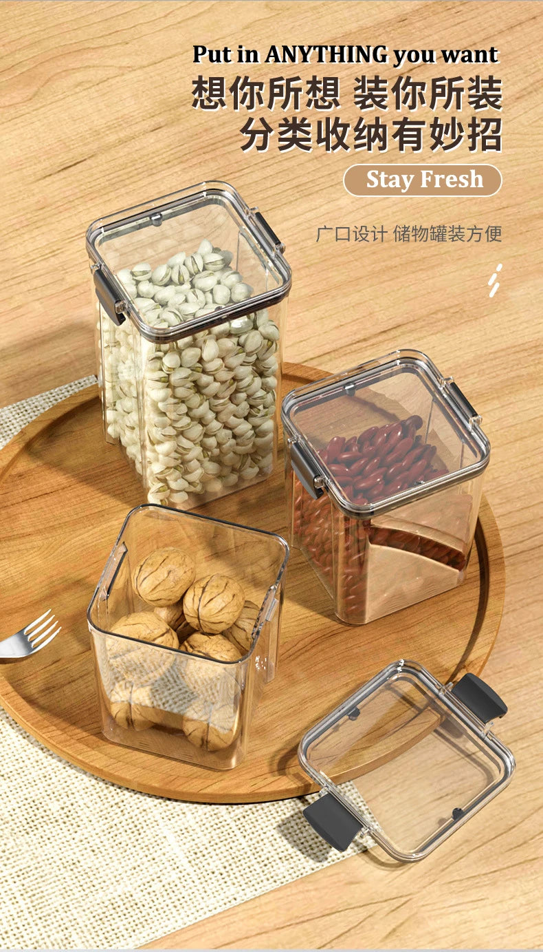 Food Box Storage Container With Airtight Lid Condiment Organizer Plastic Dispenser Jar Hermetic Kitchen Cereal Snack Spaghetti - 369 view