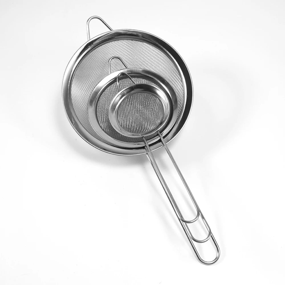 Stainless Steel Fine Mesh Oil Strainer Golden Flour Sifter Sieve Colanders Flour Coffee Mesh Filter Baking Tools Kitchen Bakware - 369 view
