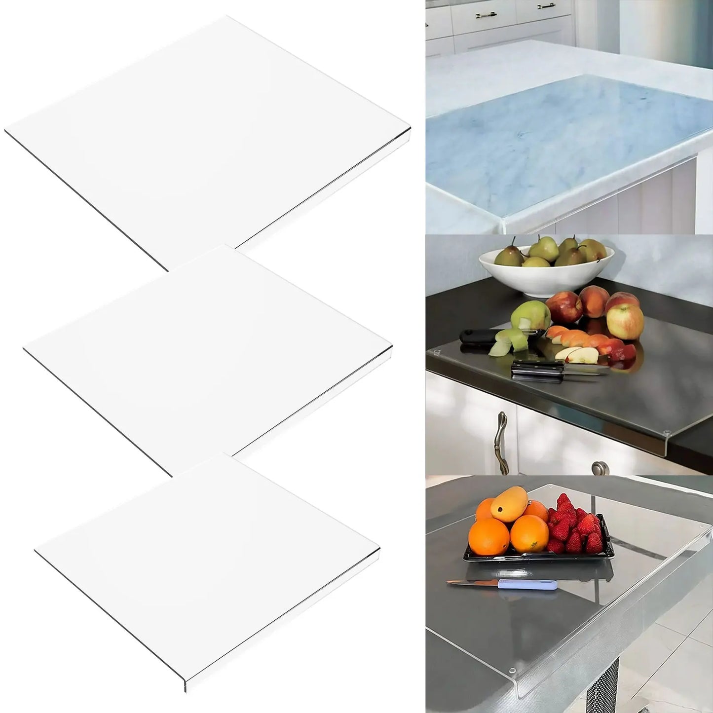 Acrylic Transparent Cutting Board with Lip 35x30cm Reusable Rectangular Kitchen Countertop Protection Board - 369 view