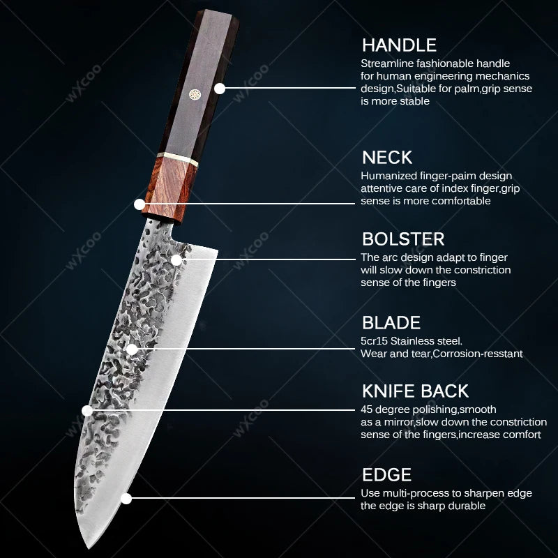 Cuchillo Santoku Japonés Profesional de Acero Inoxidable - 369 view