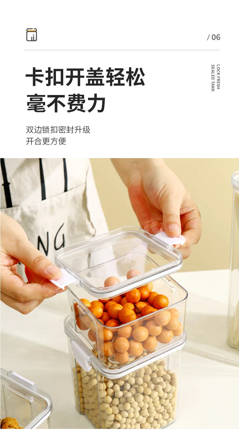 Food Box Storage Container With Airtight Lid Condiment Organizer Plastic Dispenser Jar Hermetic Kitchen Cereal Snack Spaghetti - 369 view