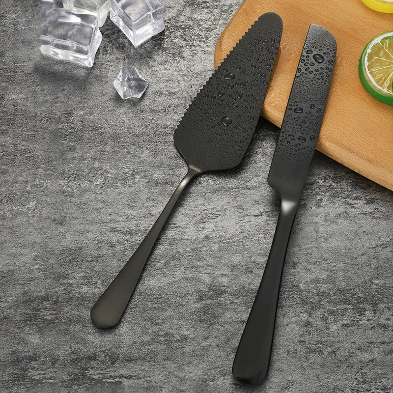2Pcs Cake Knife Shovel Set Stainless Steel Tableware Kit Cake Cutting Tools Pie Pizza Spatula Wedding Birthday Party Supplies - 369 view
