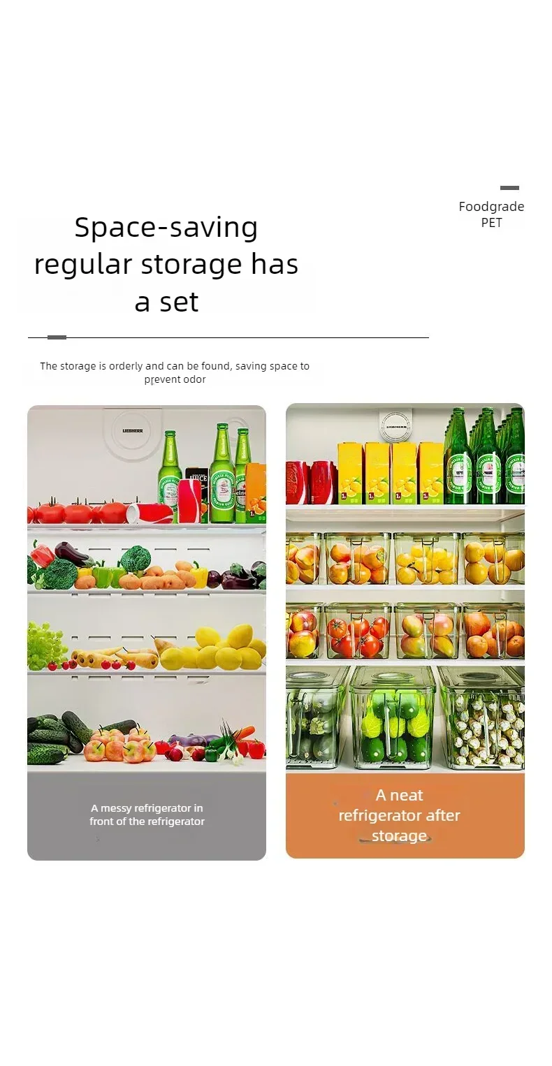 Caja de Almacenamiento para Refrigerador con Asa y Tapa – Apilable y Transparente