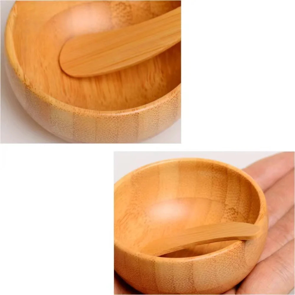 1/2/3pcs Mini Size Bamboo DIY Face Mask Mixing Bowl with Spoon Aromatherapy Bowl Set Massage Oil Face Care Makeup Tool Kits - 369 view