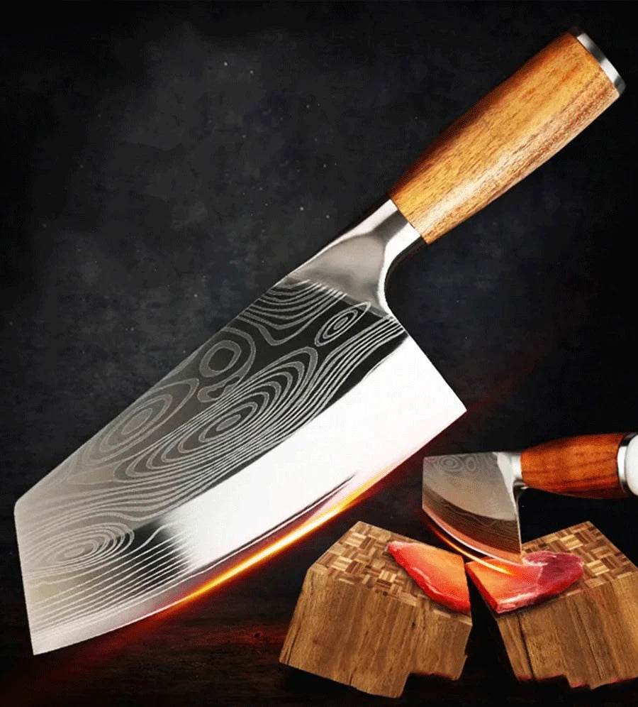 Cuchillo de Carnicero Profesional con Patrón Damasco Láser - 369 view