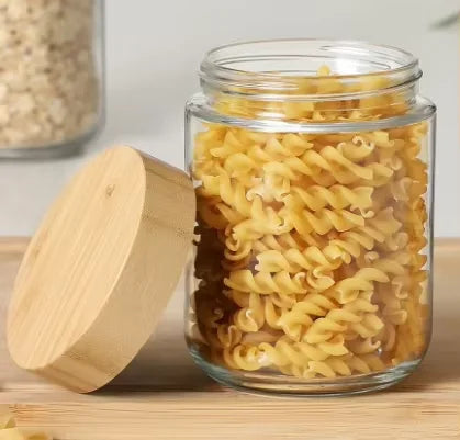 Tarros de Vidrio con Tapa Hermética de Bambú – Almacenamiento Multiusos