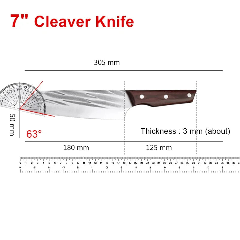 Cuchillo de Cocina Multiusos Forjado a Mano con Mango de Madera - 369 view