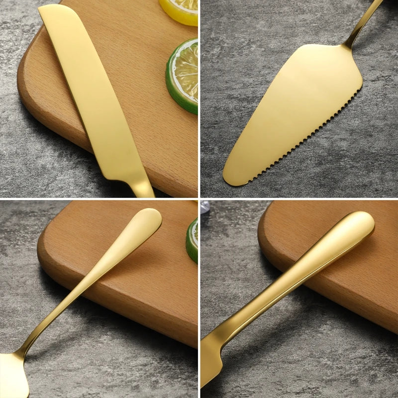2Pcs Cake Knife Shovel Set Stainless Steel Tableware Kit Cake Cutting Tools Pie Pizza Spatula Wedding Birthday Party Supplies - 369 view