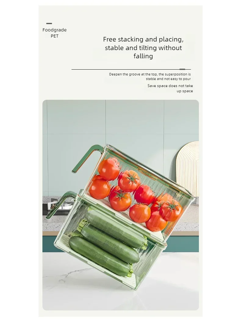 Caja de Almacenamiento para Refrigerador con Asa y Tapa – Apilable y Transparente