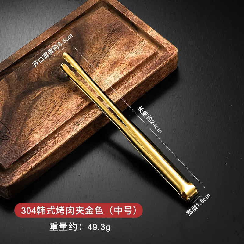 Dropshipping Stainless Steel Kitchen BBQ Tongs Non-stick Smart Grill Meat Clip Food Cooking Clamp Gold/Silver Accessories - 369 view