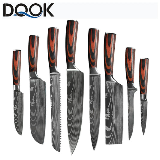 Juego de Cuchillos de Chef – Santoku Japonés, Patrón Damasco Láser, Ultra Afilados - 369 view