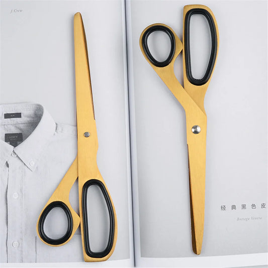 1PC Golden Scissors Household Cutting Tools Office Ribbon-cutting Scissors Asymmetry Fabric Dressmaking Cutter Tailor Shear - 369 view