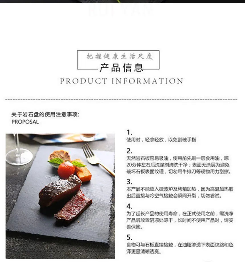 Plato de Pizarra Negra Estilo Japonés y Coreano – Ideal para Sushi y Postres