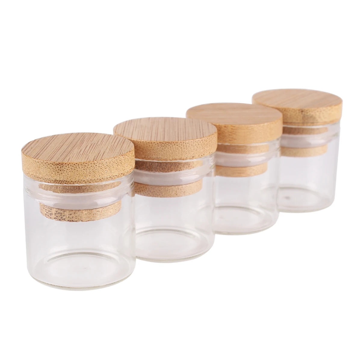 5pcs Dia 30mm 10-50ml Glass Bottles Glass Jars with bamboo caps Potion bottles Spice Jars Wishing bottles for Art Craft