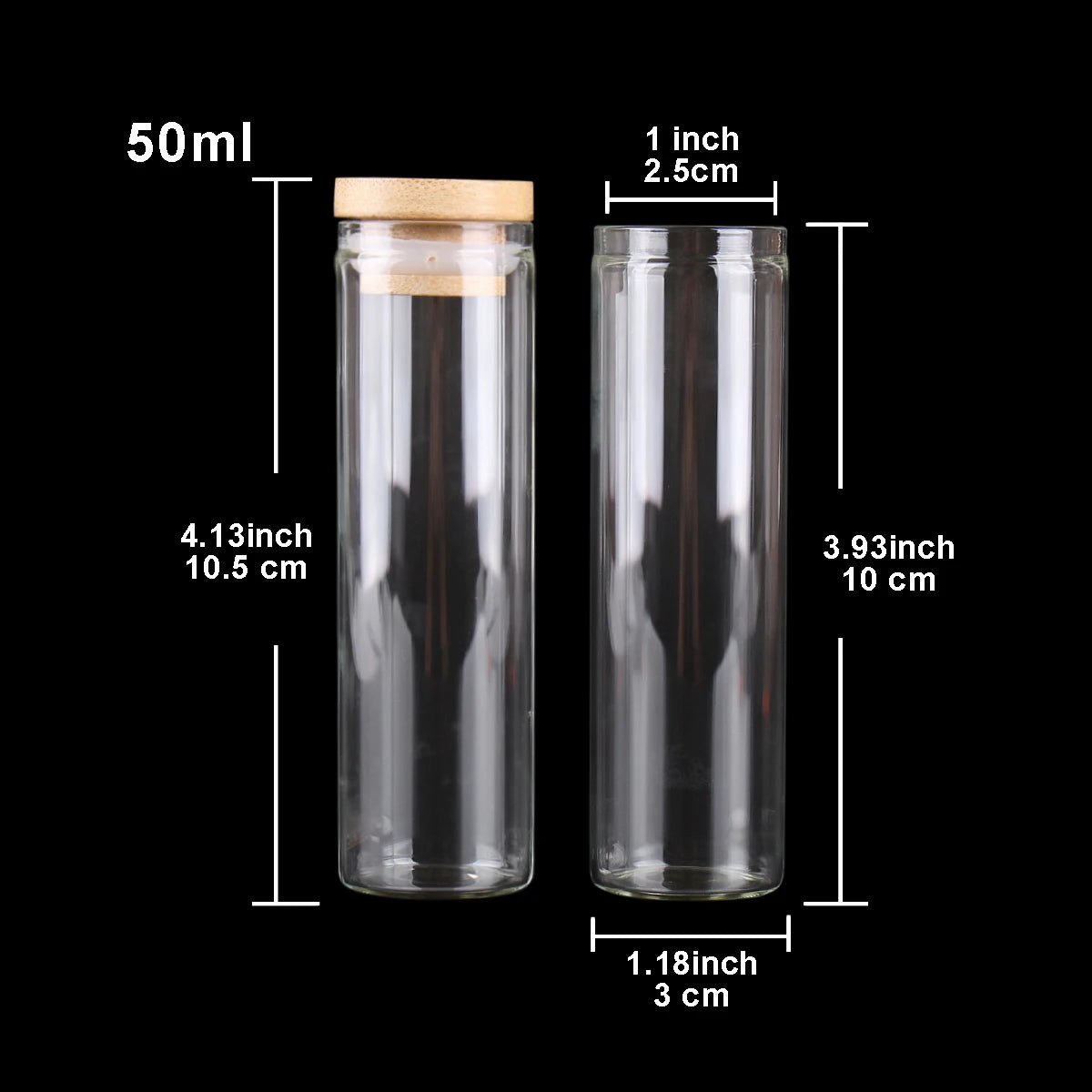 5pcs Dia 30mm 10-50ml Glass Bottles Glass Jars with bamboo caps Potion bottles Spice Jars Wishing bottles for Art Craft