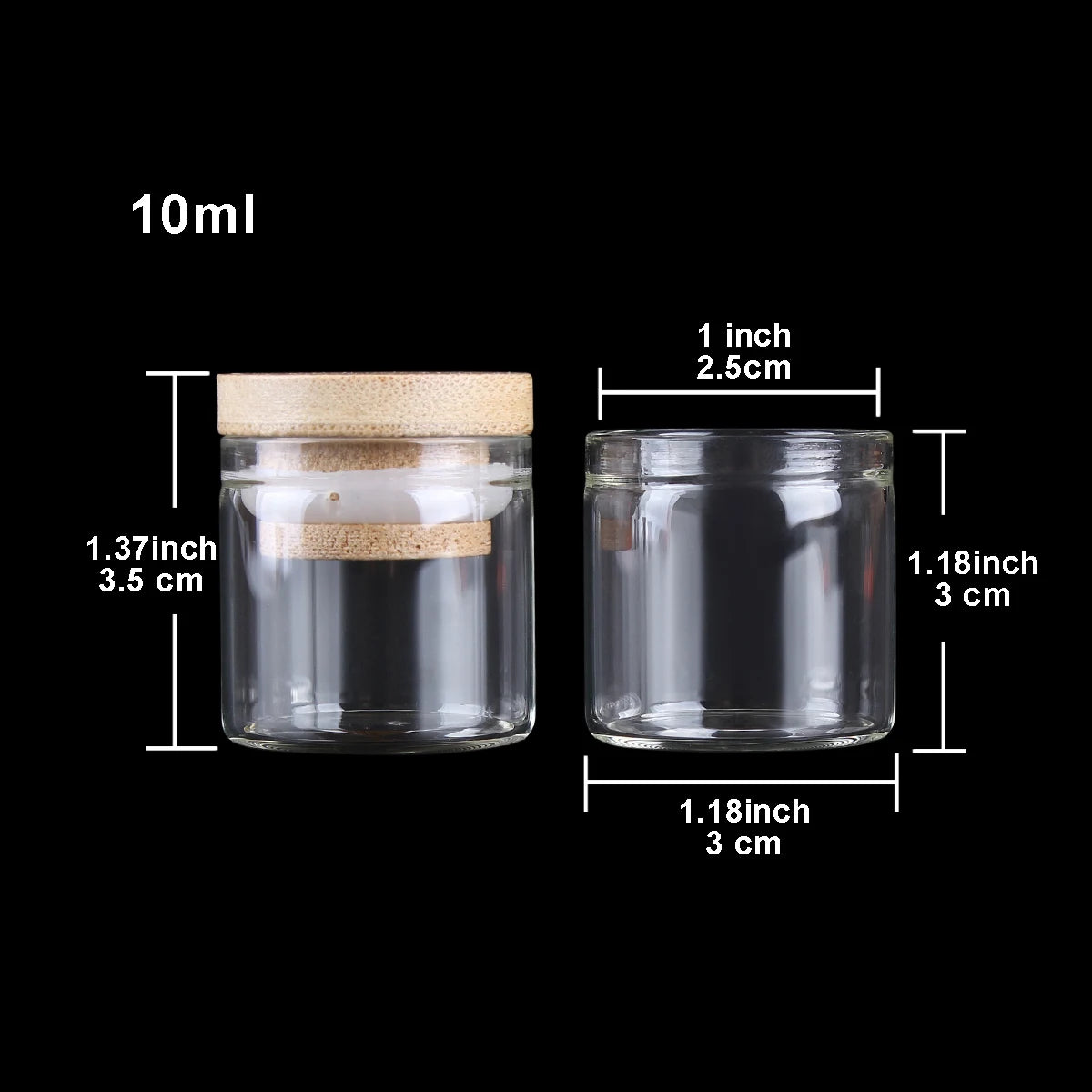 5pcs Dia 30mm 10-50ml Glass Bottles Glass Jars with bamboo caps Potion bottles Spice Jars Wishing bottles for Art Craft
