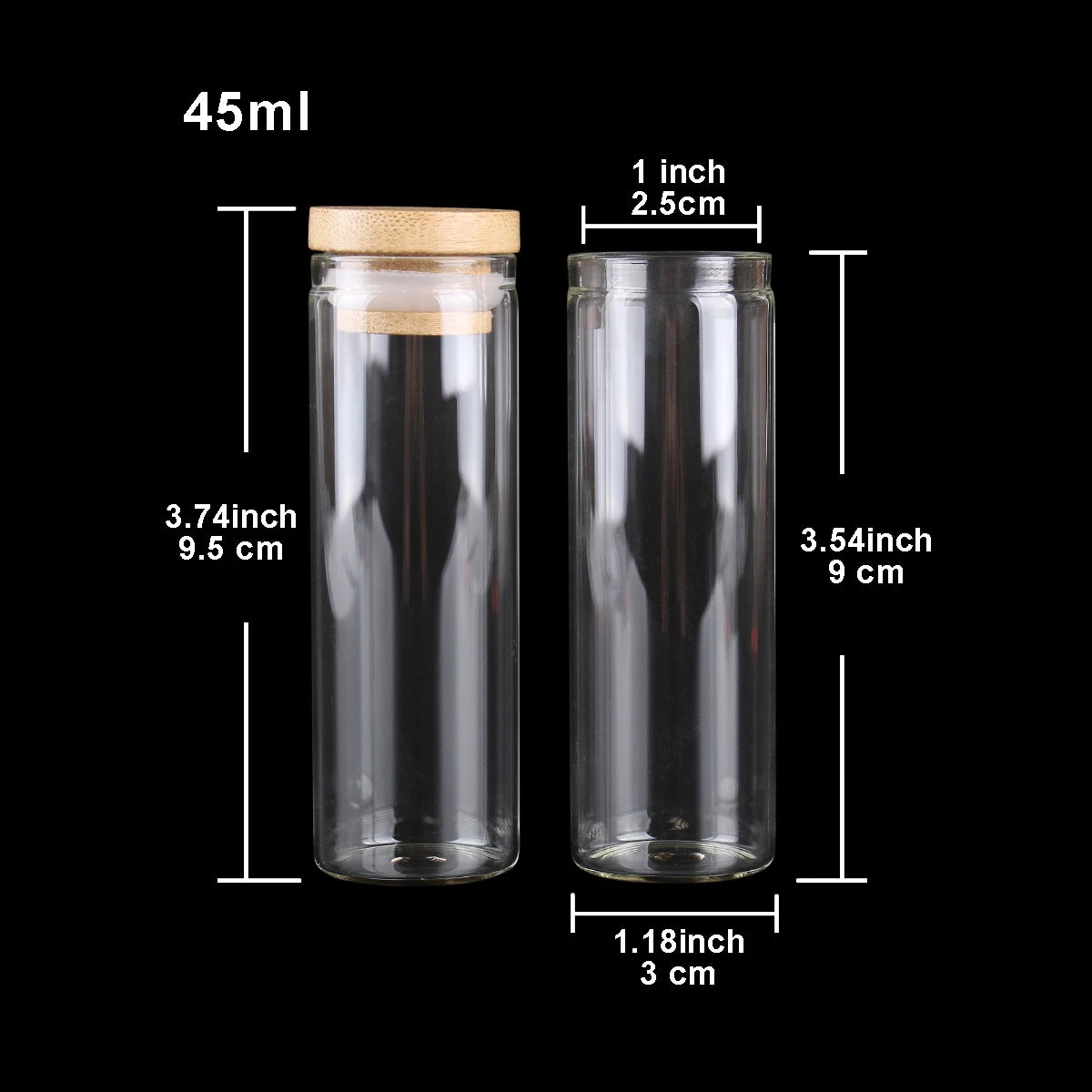 5pcs Dia 30mm 10-50ml Glass Bottles Glass Jars with bamboo caps Potion bottles Spice Jars Wishing bottles for Art Craft