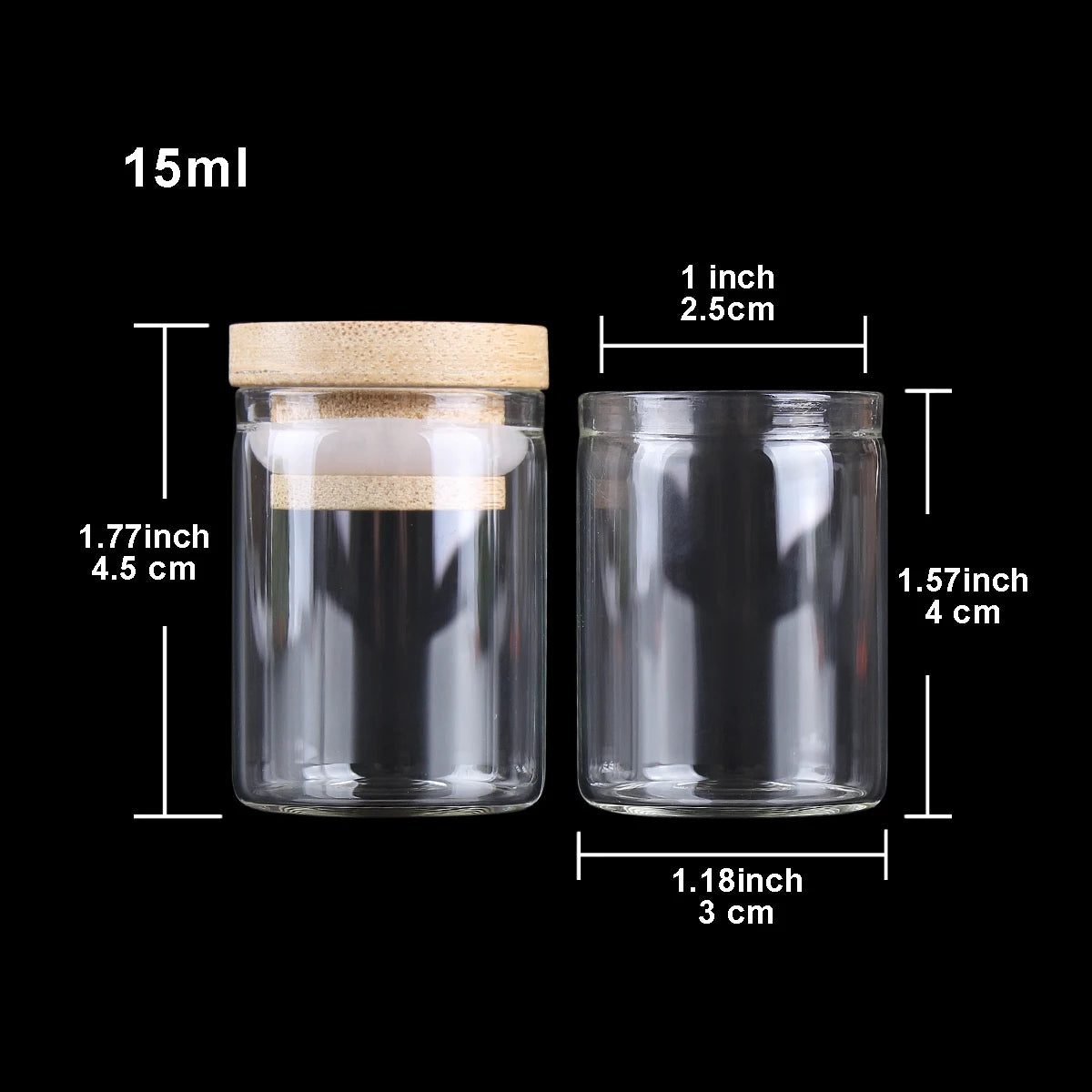 5pcs Dia 30mm 10-50ml Glass Bottles Glass Jars with bamboo caps Potion bottles Spice Jars Wishing bottles for Art Craft