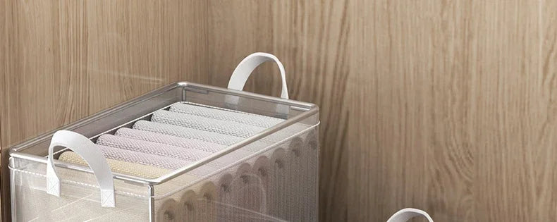 Cesta de Almacenamiento Transparente de PVC con Marco de Acero Inoxidable – Organizador Impermeable para Ropa y Armario