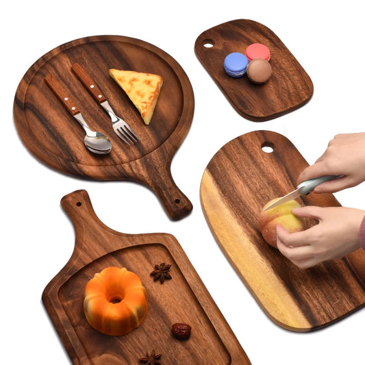 HEMU-Acacia Wood Bread Board, Wood Chopping Board, Western Style, Pizza, Sushi, Cutting Board, Cheese, Steak Tray, Wooden Fruit - 369 view