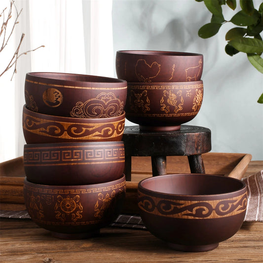 Wooden Bowl Japanese Style Wood Rice Soup Bowl Salad Bowl Food Container Large Small Bowl for Kids Tableware Wooden Utensils - 369 view