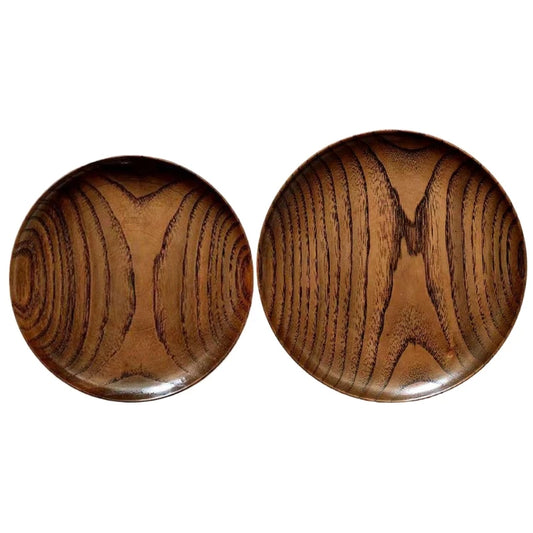 Round Solid Wood Plate Acacia Wood Fruit Dishes Wooden Saucer Tea Tray Dessert Dinner Breakfast Plate Tableware Dishes - 369 view
