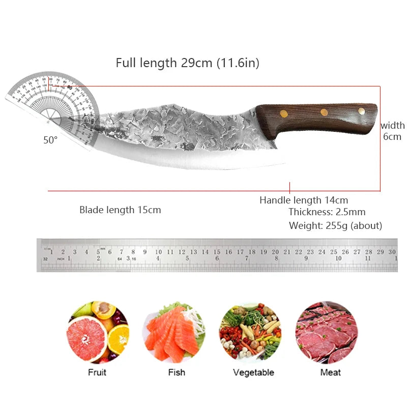 Cuchillo de Carnicero con Funda – Mango de Madera, Ideal para BBQ y Cocina - 369 view