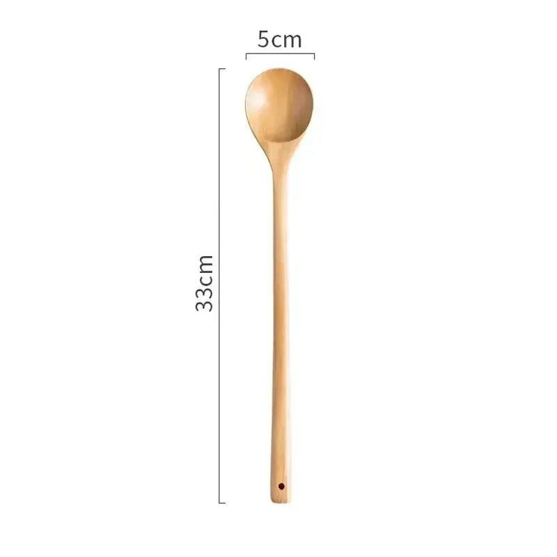 Long Wooden Stirring Spoon Natural Wood Soup Tableware Cooking Honey Coffee Spoon Mixing Spoon Wood Utensils VIE LENTE - 369 view