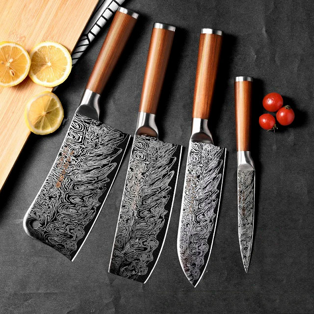 Juego de Cuchillos de Acero Damasco – Chef Profesional, Ideal para Carne y Verduras - 369 view