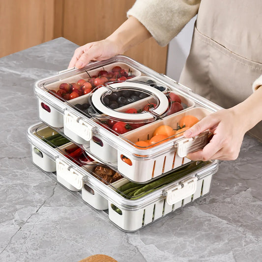 Caja de Almacenamiento con Drenaje y Asa – Organizador para Refrigerador