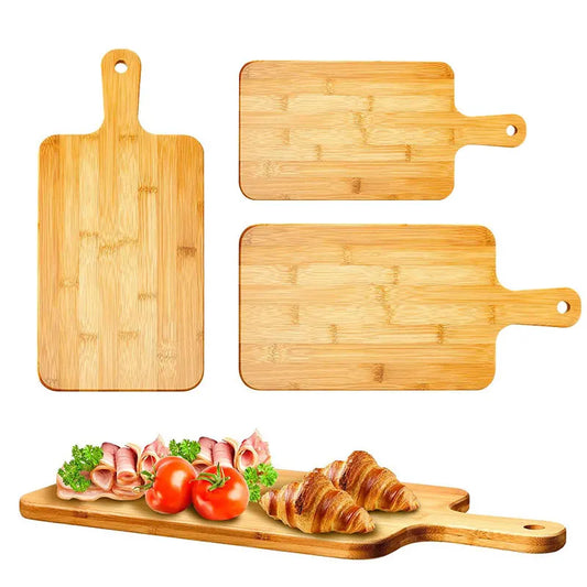 Bamboo Cutting Board with Handle Large Wooden Serving Board Kitchen Chopping Boards for Pizza Vegetables Meat - 369 view